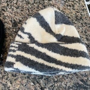 Gray and White Patterned Anthropologie Beanie